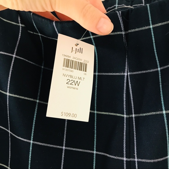 NWT J. Jill Essential Cotton Stretch Navy Plaid - Picture 7 of 10